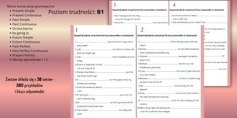 Ćwiczenia gramatyczne na uzupełnianie fragmentów zdań prawidłową formą czasownika - B1 Ćwiczenia gramatyczne na uzupełnianie fragmentów zdań prawidłową formą czasownika - B1
