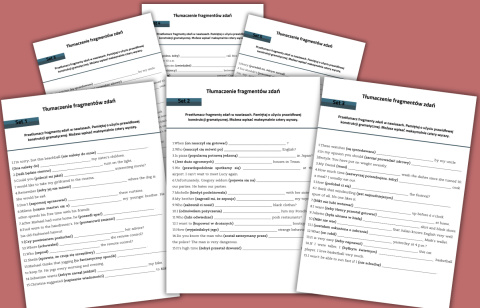 Egzamin ósmoklasisty - tłumaczenie fragmentów zdań - karty pracy