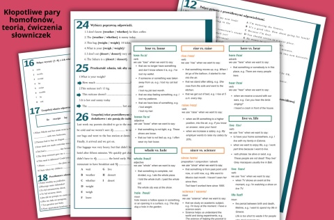 Kłopotliwe pary homofonów i false friends - ćwiczenia gramatyczne