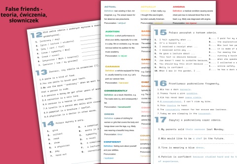 Kłopotliwe pary homofonów i false friends - ćwiczenia gramatyczne