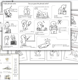 Phrasal verbs - czasowniki frazowe w obrazkach i ćwiczeniach. Karty pracy.