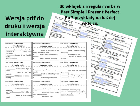 Czasowniki nieregularne - karty pracy