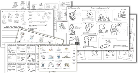 Phrasal verbs - czasowniki frazowe w obrazkach i ćwiczeniach. Karty pracy.