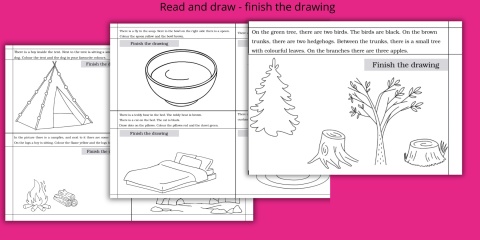 Read and draw - finish the drawing