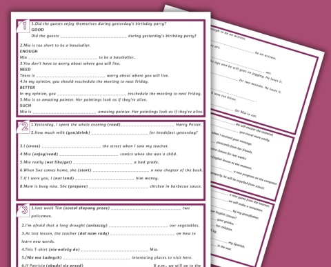 Wklejki gramatyczne do E8 - część druga