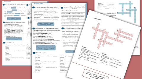 Zestawienie phrasal verbs - karty pracy - krzyżówki